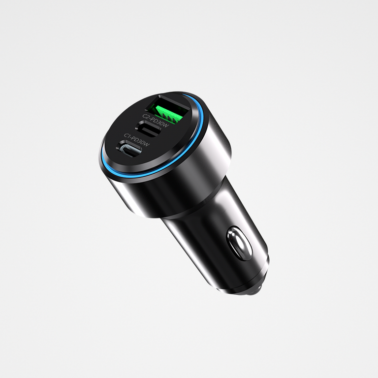 High-Power Car Charger – USB-A & Dual Type-C | Ehlel ECA21