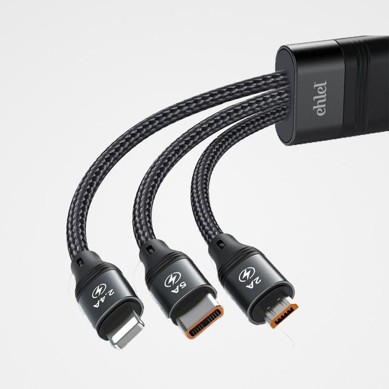 3-in-1 Fast Charging Cable (1.2m) | Ehlel QC001