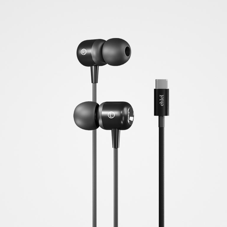 Type-C Corner Earphones with Silver Rings | Ehlel SL-201
