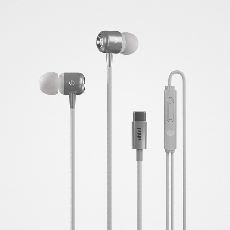 Type-C Corner Earphones with Silver Rings | Ehlel SL-201
