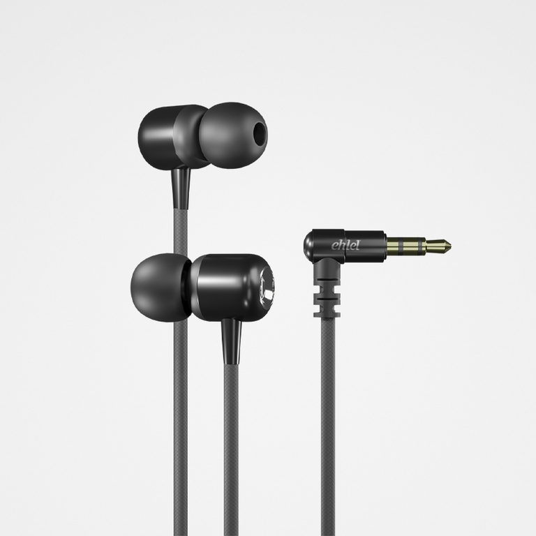 Stylish Earphones with a Corner Twist (3.5mm, Silver Rings) | Ehlel SL-202