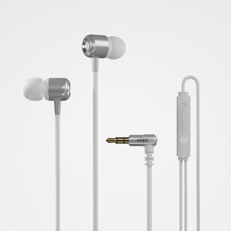 Stylish Earphones with a Corner Twist (3.5mm, Silver Rings) | Ehlel SL-202