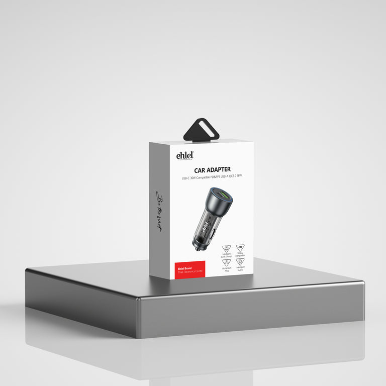 Transparent Fast Car Charger – USB-A & Type-C | Ehlel ECA20
