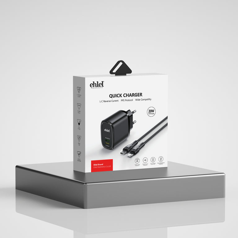 Versatile Europe Charger – Type-C, Lightning, Reverse Charge | Ehlel ETR36