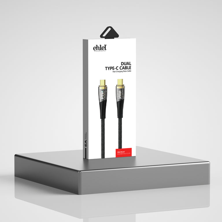 PD 200W Transparent Head Dual Type C Cable - Blazing Speed, Unmatched Durability | Ehlel ECB14