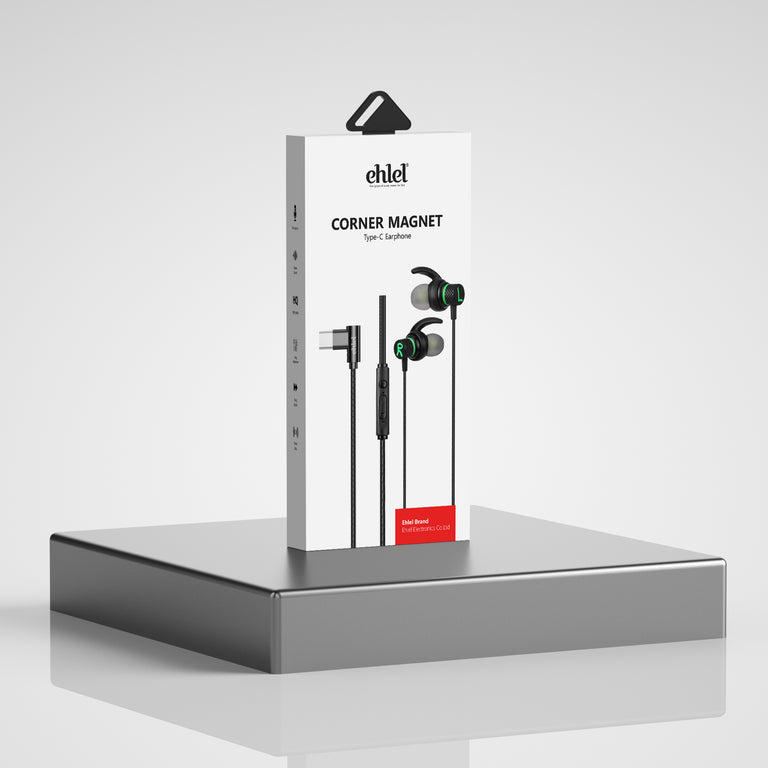 Tangle-Free Earphones Type-C, Corner Connect | Ehlel SL-001