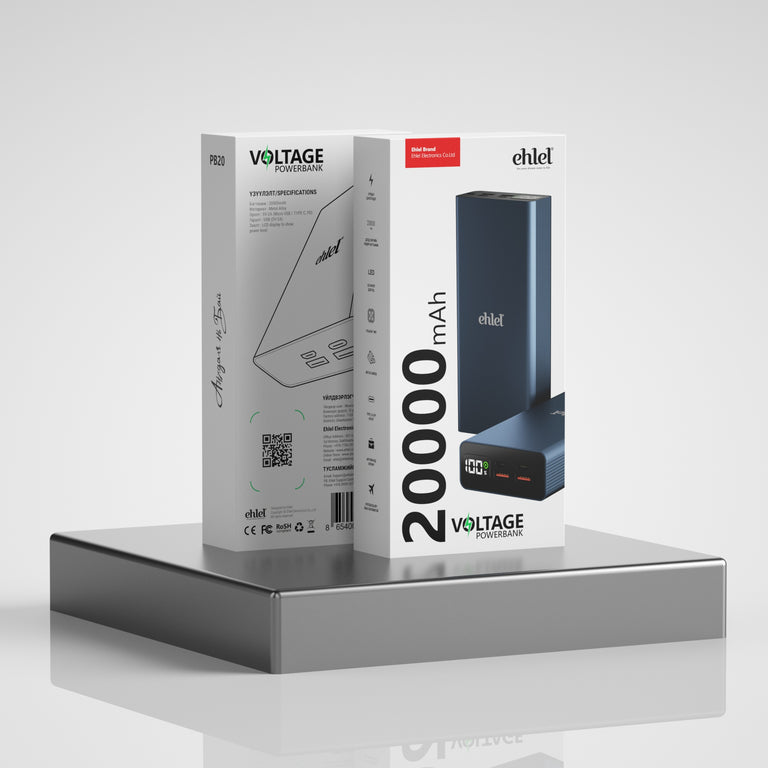 High-Capacity 20000mAh Voltage Powerbank – LCD Display | Ehlel PB-20